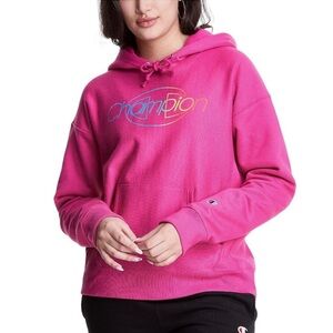 Champion Hoodie Women's Size 1X Bright Pink Reverse Weave Heavyweight Cotton‎